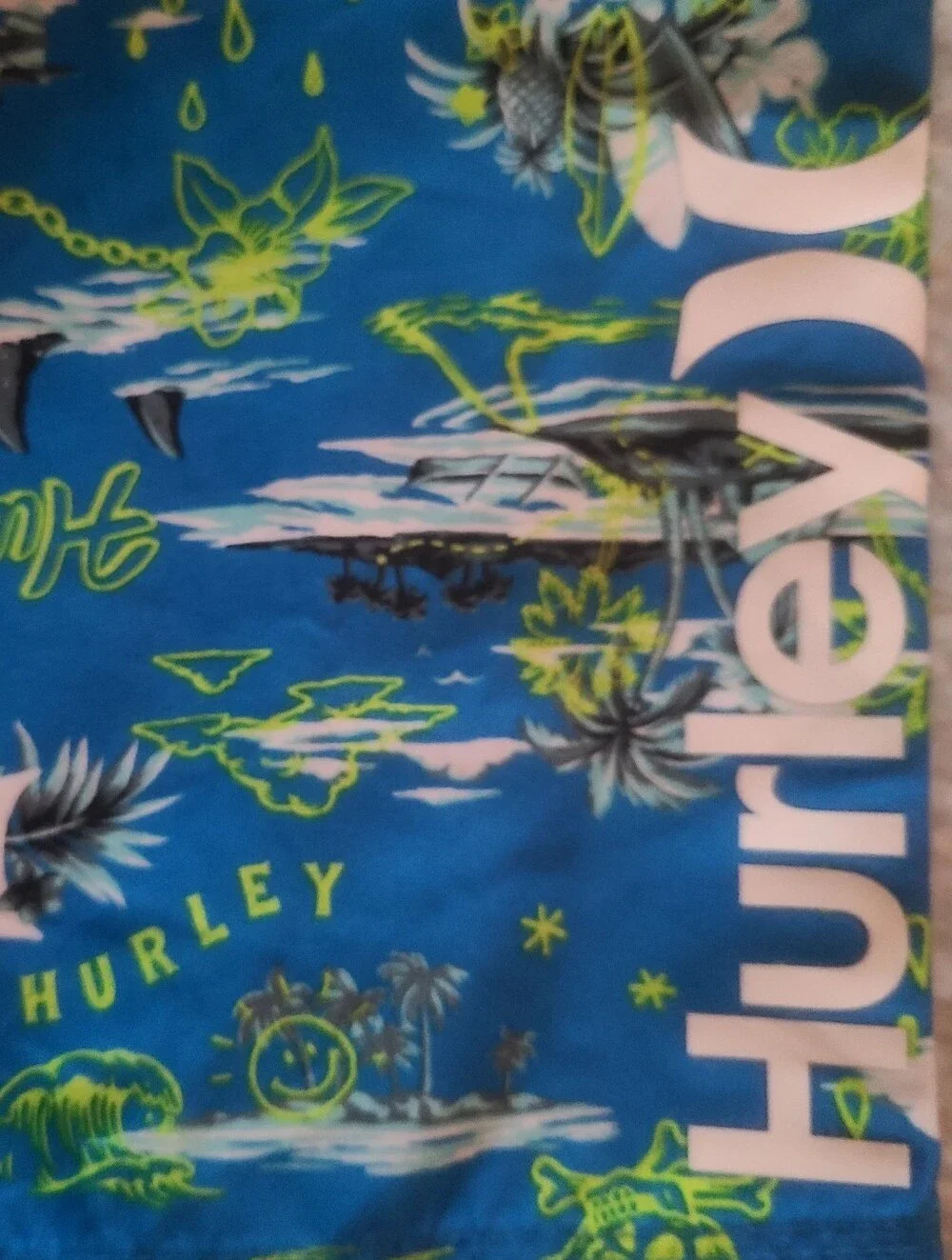 Hurley Blue Tropical Print Boys Swim Trunks Sz 10 / 25